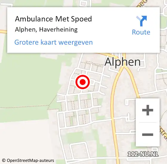 Locatie op kaart van de 112 melding: Ambulance Met Spoed Naar Alphen, Haverheining op 27 juni 2019 20:08