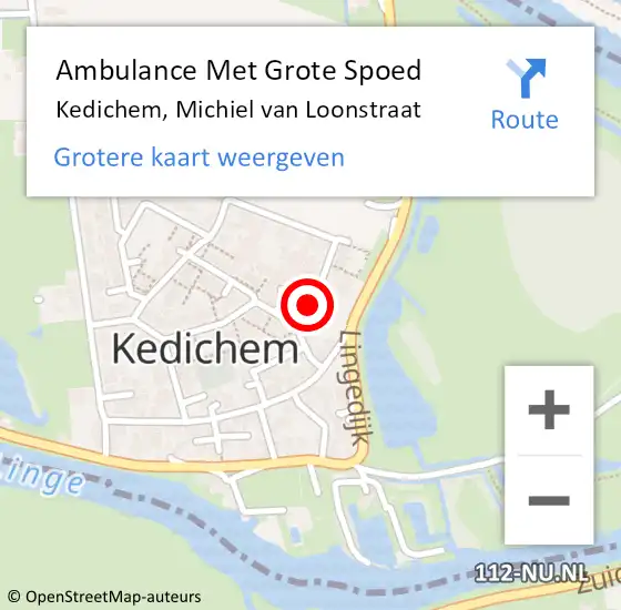 Locatie op kaart van de 112 melding: Ambulance Met Grote Spoed Naar Kedichem, Michiel van Loonstraat op 27 juni 2019 21:13