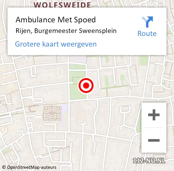 Locatie op kaart van de 112 melding: Ambulance Met Spoed Naar Rijen, Burgemeester Sweensplein op 27 juni 2019 21:20
