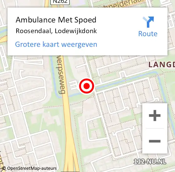 Locatie op kaart van de 112 melding: Ambulance Met Spoed Naar Roosendaal, Lodewijkdonk op 27 juni 2019 22:08