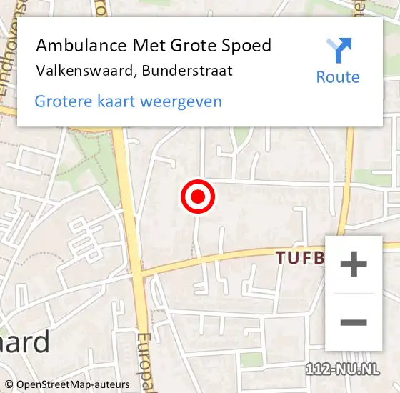 Locatie op kaart van de 112 melding: Ambulance Met Grote Spoed Naar Valkenswaard, Bunderstraat op 27 juni 2019 22:50