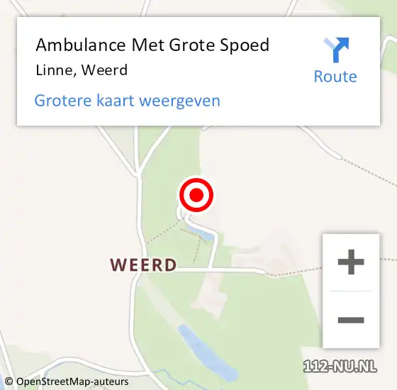 Locatie op kaart van de 112 melding: Ambulance Met Grote Spoed Naar Linne, Weerd op 27 juni 2019 23:02