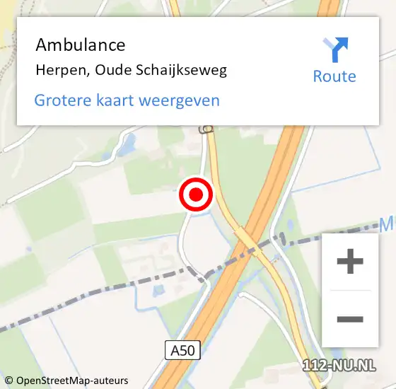 Locatie op kaart van de 112 melding: Ambulance Herpen, Oude Schaijkseweg op 28 juni 2019 00:48