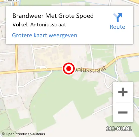 Locatie op kaart van de 112 melding: Brandweer Met Grote Spoed Naar Volkel, Antoniusstraat op 28 juni 2019 01:39