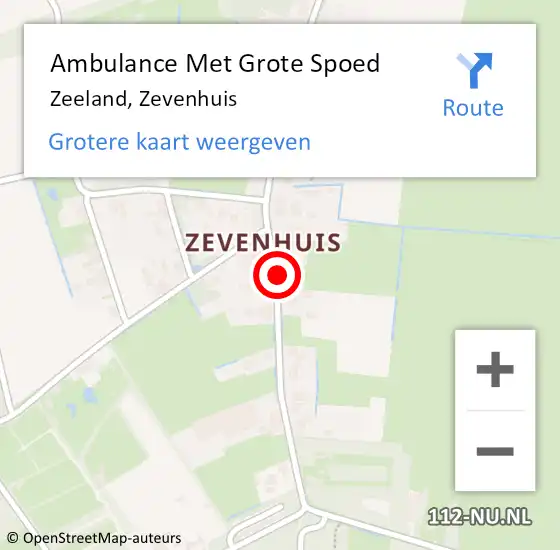 Locatie op kaart van de 112 melding: Ambulance Met Grote Spoed Naar Zeeland, Zevenhuis op 28 juni 2019 01:59