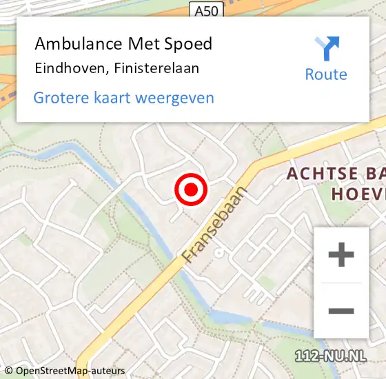 Locatie op kaart van de 112 melding: Ambulance Met Spoed Naar Eindhoven, Finisterelaan op 28 juni 2019 01:59