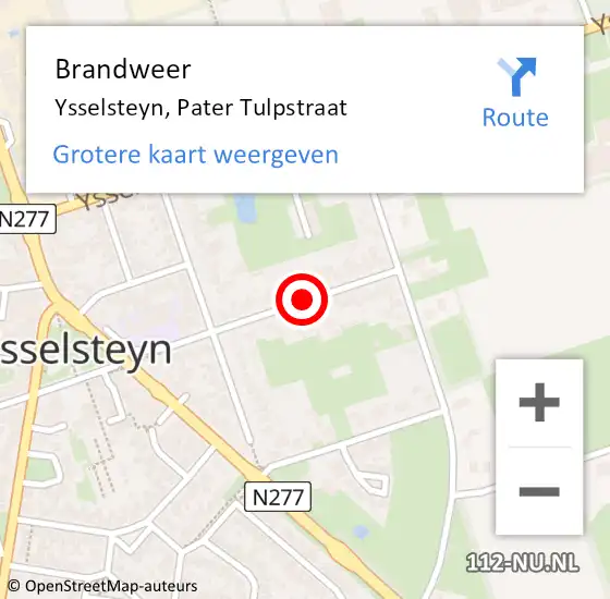 Locatie op kaart van de 112 melding: Brandweer Ysselsteyn, Pater Tulpstraat op 28 juni 2019 02:51