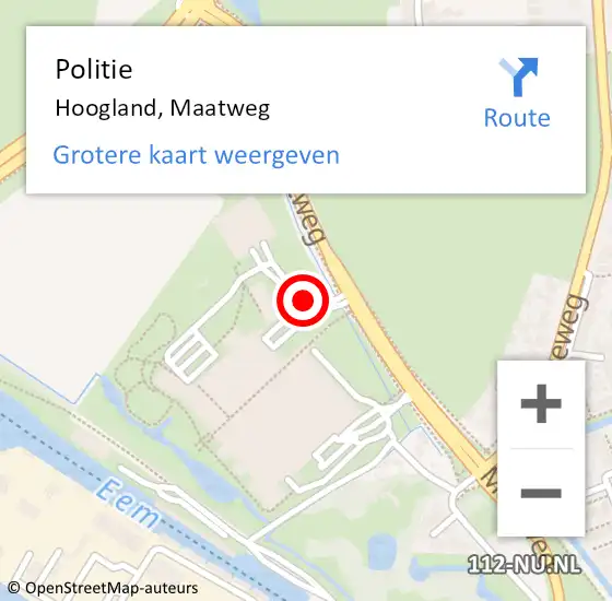 Locatie op kaart van de 112 melding: Politie Hoogland, Maatweg op 28 juni 2019 07:08