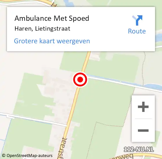 Locatie op kaart van de 112 melding: Ambulance Met Spoed Naar Haren, Lietingstraat op 27 september 2013 18:01