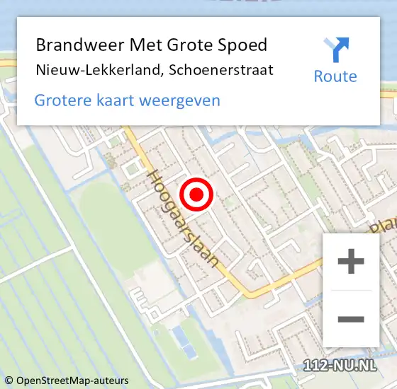 Locatie op kaart van de 112 melding: Brandweer Met Grote Spoed Naar Nieuw-Lekkerland, Schoenerstraat op 5 april 2014 20:07