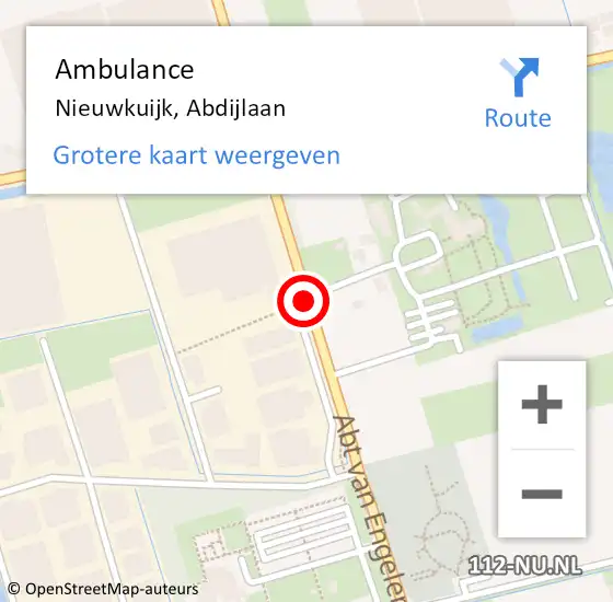 Locatie op kaart van de 112 melding: Ambulance Nieuwkuijk, Abdijlaan op 28 juni 2019 08:23