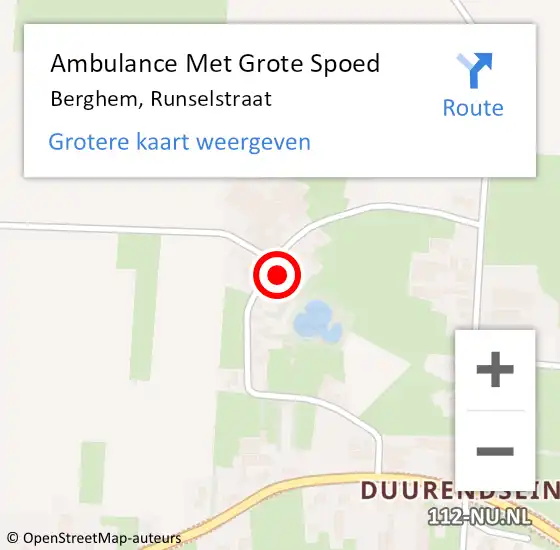 Locatie op kaart van de 112 melding: Ambulance Met Grote Spoed Naar Berghem, Runselstraat op 5 april 2014 20:08