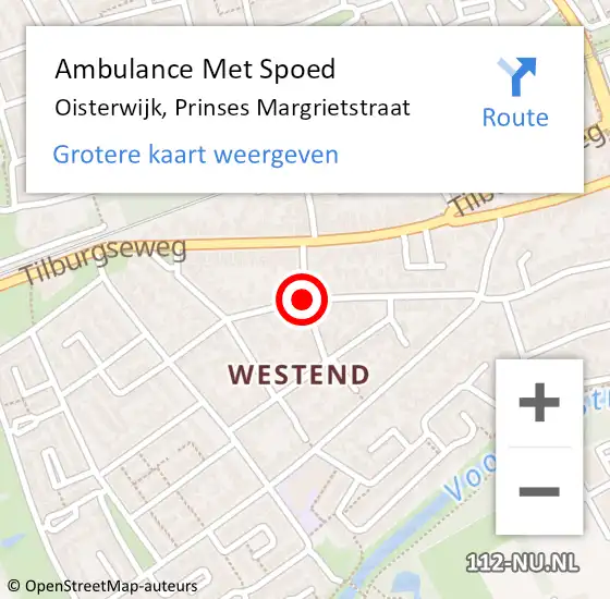 Locatie op kaart van de 112 melding: Ambulance Met Spoed Naar Oisterwijk, Prinses Margrietstraat op 28 juni 2019 08:44