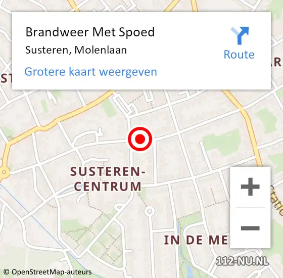 Locatie op kaart van de 112 melding: Brandweer Met Spoed Naar Susteren, Molenlaan op 28 juni 2019 08:53