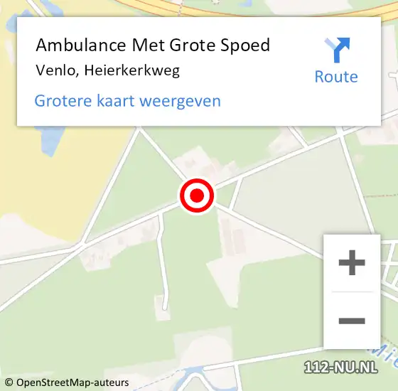 Locatie op kaart van de 112 melding: Ambulance Met Grote Spoed Naar Venlo, Heierkerkweg op 28 juni 2019 08:58
