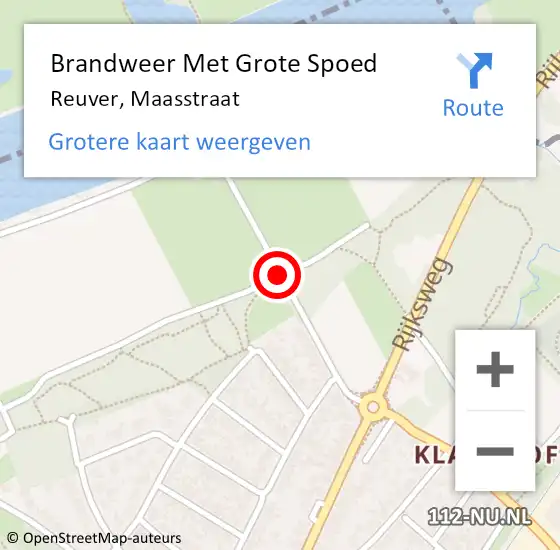 Locatie op kaart van de 112 melding: Brandweer Met Grote Spoed Naar Reuver, Maasstraat op 28 juni 2019 09:14