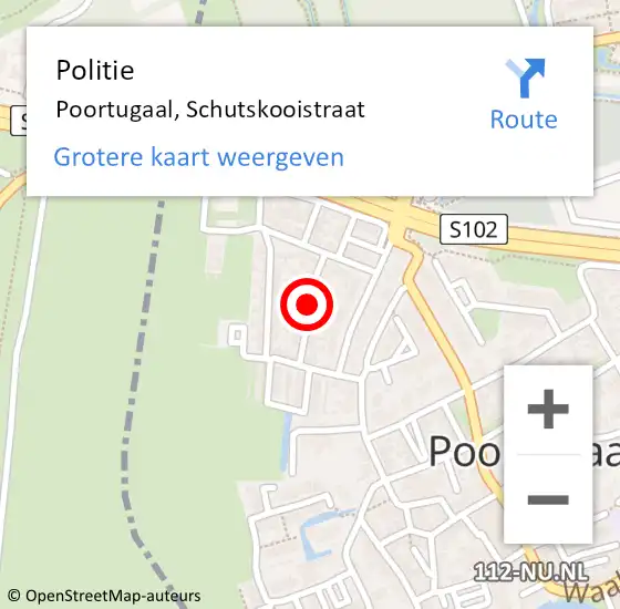 Locatie op kaart van de 112 melding: Politie Poortugaal, Schutskooistraat op 28 juni 2019 09:44