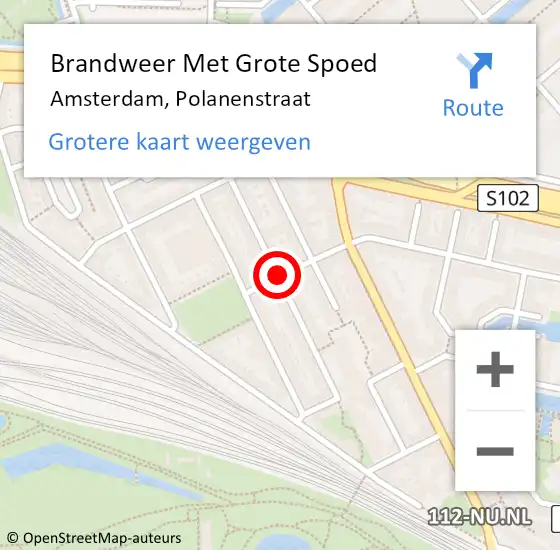 Locatie op kaart van de 112 melding: Brandweer Met Grote Spoed Naar Amsterdam, Polanenstraat op 28 juni 2019 11:07