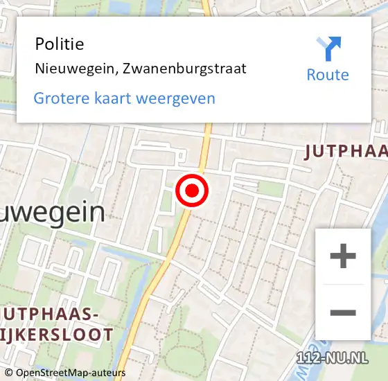 Locatie op kaart van de 112 melding: Politie Nieuwegein, Zwanenburgstraat op 28 juni 2019 11:22