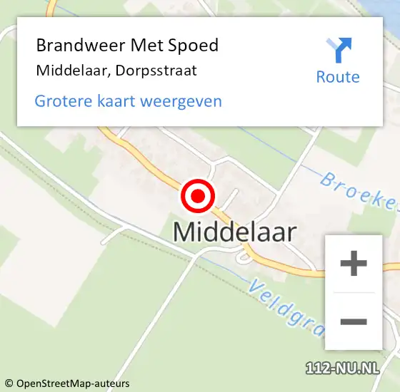 Locatie op kaart van de 112 melding: Brandweer Met Spoed Naar Middelaar, Dorpsstraat op 28 juni 2019 12:12