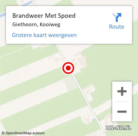 Locatie op kaart van de 112 melding: Brandweer Met Spoed Naar Giethoorn, Kooiweg op 28 juni 2019 12:13