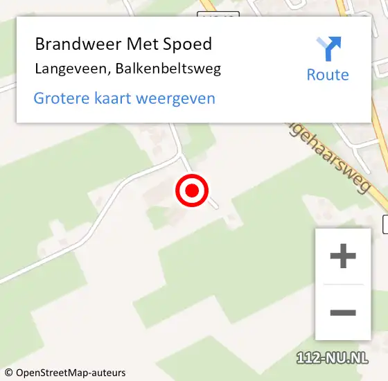 Locatie op kaart van de 112 melding: Brandweer Met Spoed Naar Langeveen, Balkenbeltsweg op 5 april 2014 20:36