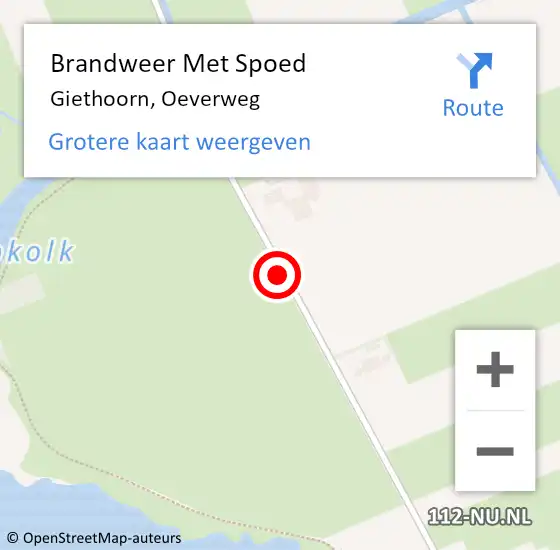 Locatie op kaart van de 112 melding: Brandweer Met Spoed Naar Giethoorn, Oeverweg op 28 juni 2019 12:44