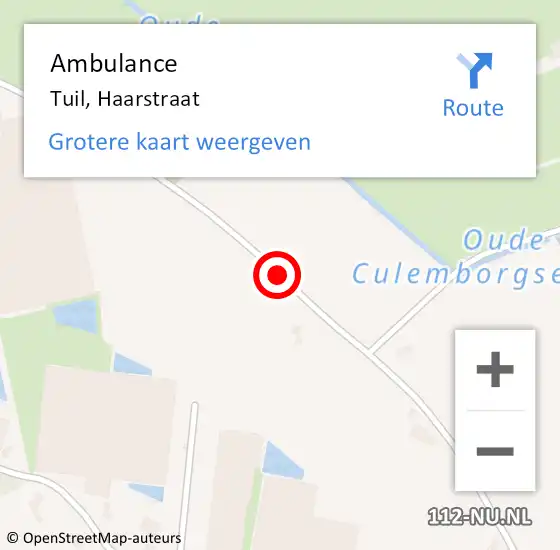 Locatie op kaart van de 112 melding: Ambulance Tuil, Haarstraat op 28 juni 2019 12:48