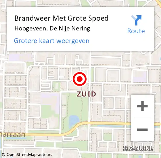 Locatie op kaart van de 112 melding: Brandweer Met Grote Spoed Naar Hoogeveen, De Nije Nering op 28 juni 2019 13:44