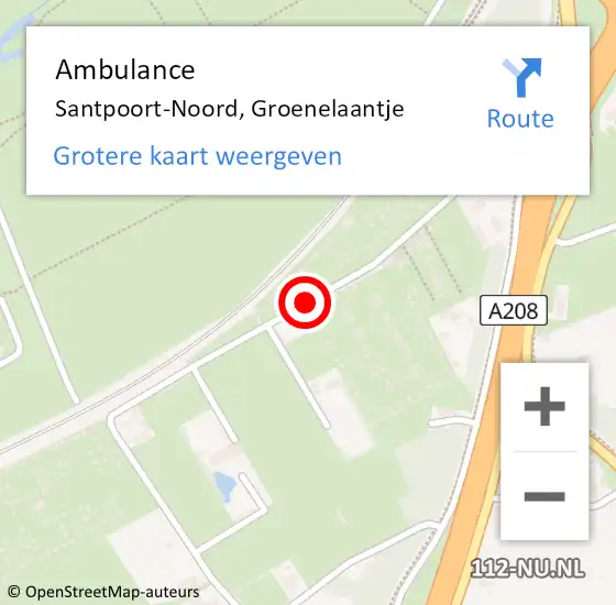 Locatie op kaart van de 112 melding: Ambulance Santpoort-Noord, Groenelaantje op 28 juni 2019 13:48