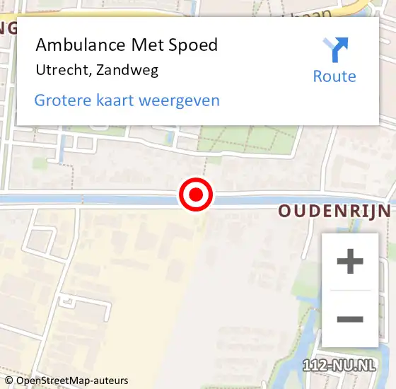 Locatie op kaart van de 112 melding: Ambulance Met Spoed Naar Utrecht, Zandweg op 5 april 2014 20:53