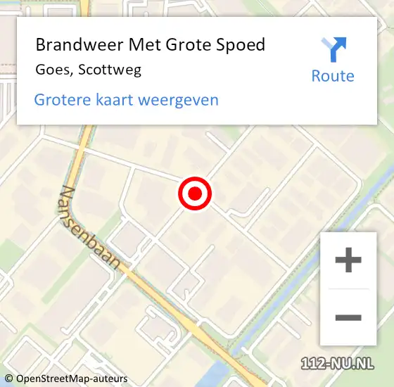 Locatie op kaart van de 112 melding: Brandweer Met Grote Spoed Naar Goes, Scottweg op 28 juni 2019 14:15