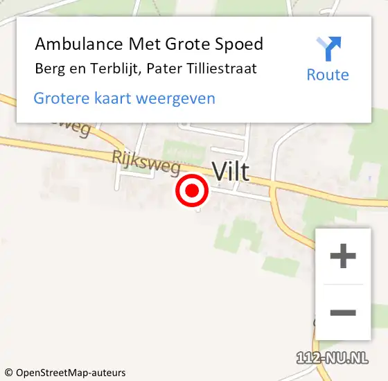 Locatie op kaart van de 112 melding: Ambulance Met Grote Spoed Naar Berg en Terblijt, Pater Tilliestraat op 5 april 2014 20:55