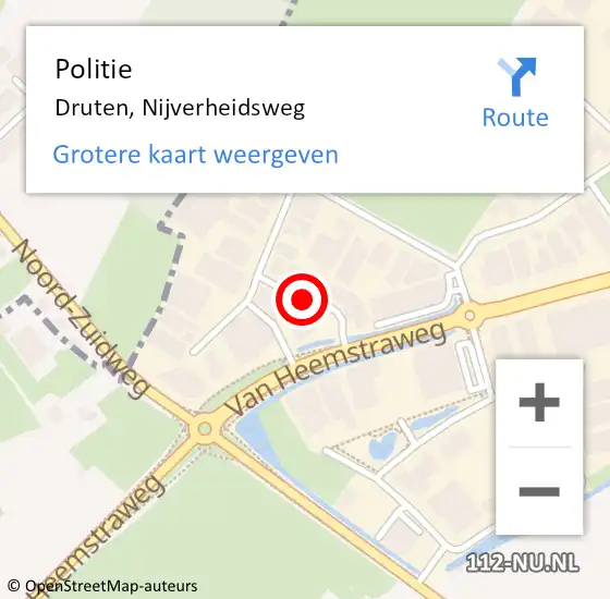 Locatie op kaart van de 112 melding: Politie Druten, Nijverheidsweg op 28 juni 2019 15:00