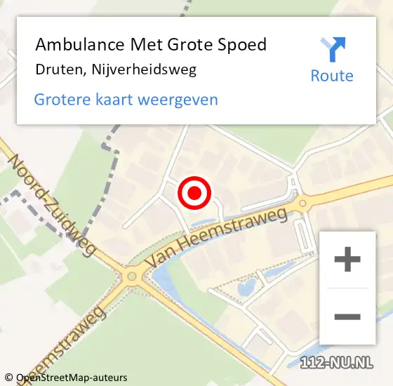 Locatie op kaart van de 112 melding: Ambulance Met Grote Spoed Naar Druten, Nijverheidsweg op 28 juni 2019 15:01