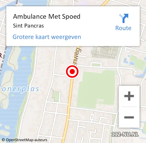 Locatie op kaart van de 112 melding: Ambulance Met Spoed Naar Sint Pancras op 28 juni 2019 15:30