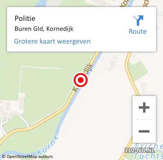 Locatie op kaart van de 112 melding: Politie Buren, Kornedijk op 28 juni 2019 15:32