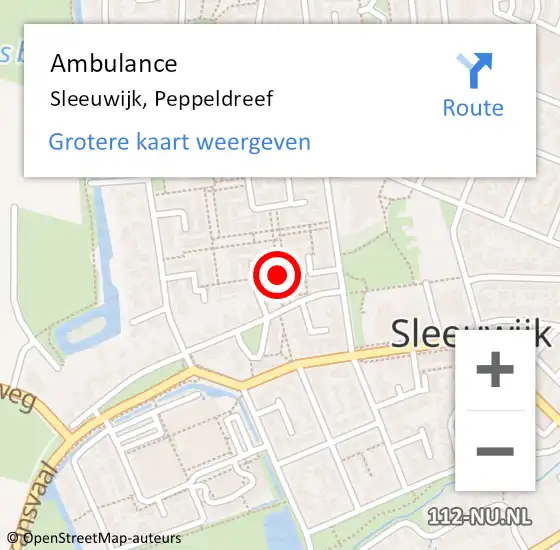 Locatie op kaart van de 112 melding: Ambulance Sleeuwijk, Peppeldreef op 28 juni 2019 15:33