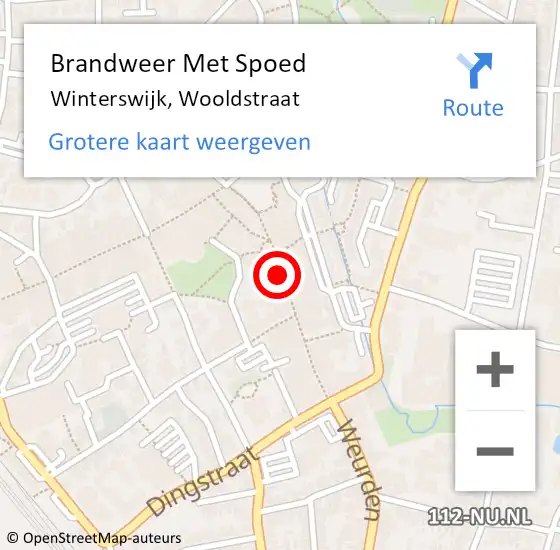 Locatie op kaart van de 112 melding: Brandweer Met Spoed Naar Winterswijk, Wooldstraat op 28 juni 2019 15:39