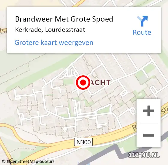 Locatie op kaart van de 112 melding: Brandweer Met Grote Spoed Naar Kerkrade, Lourdesstraat op 28 juni 2019 16:00