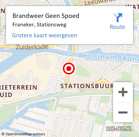 Locatie op kaart van de 112 melding: Brandweer Geen Spoed Naar Franeker, Stationsweg op 28 juni 2019 16:15