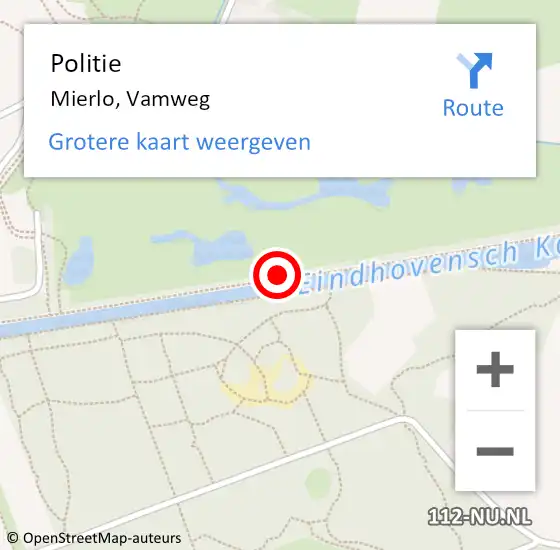 Locatie op kaart van de 112 melding: Politie Mierlo, Vamweg op 28 juni 2019 16:28