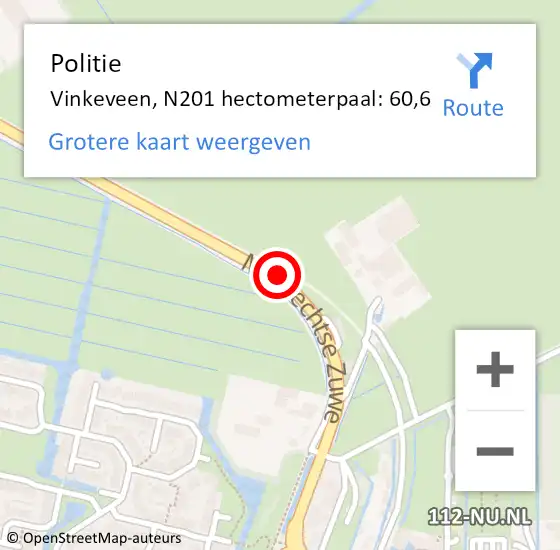 Locatie op kaart van de 112 melding: Politie Vinkeveen, N201 hectometerpaal: 60,6 op 28 juni 2019 16:47