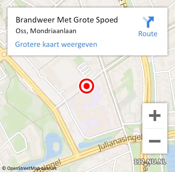 Locatie op kaart van de 112 melding: Brandweer Met Grote Spoed Naar Oss, Mondriaanlaan op 28 juni 2019 16:53