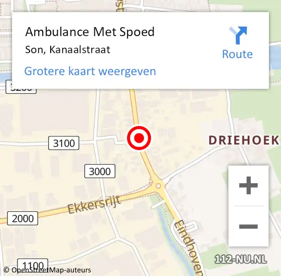 Locatie op kaart van de 112 melding: Ambulance Met Spoed Naar Son, Kanaalstraat op 28 juni 2019 17:08