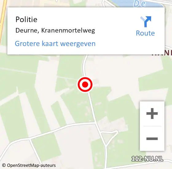 Locatie op kaart van de 112 melding: Politie Deurne, Kranenmortelweg op 28 juni 2019 17:21