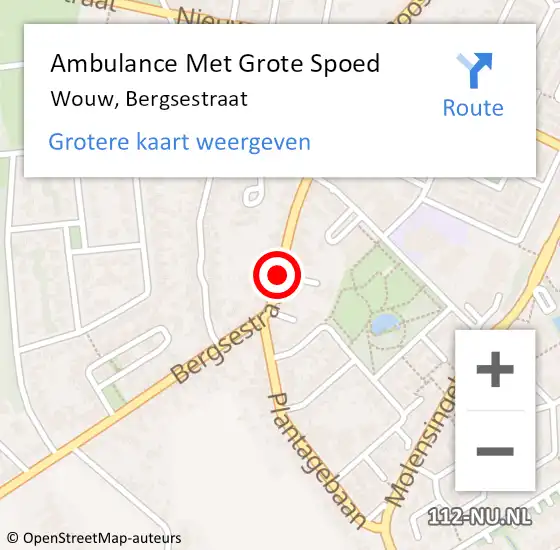 Locatie op kaart van de 112 melding: Ambulance Met Grote Spoed Naar Wouw, Bergsestraat op 28 juni 2019 17:48