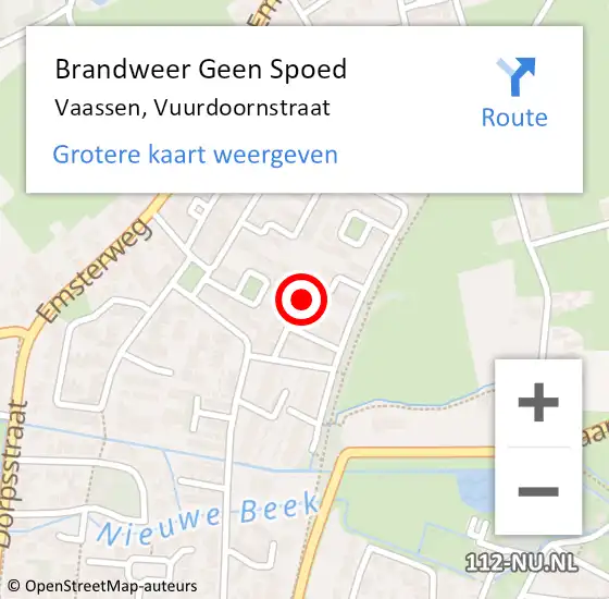 Locatie op kaart van de 112 melding: Brandweer Geen Spoed Naar Vaassen, Vuurdoornstraat op 28 juni 2019 18:19