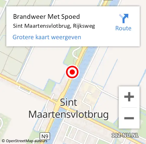 Locatie op kaart van de 112 melding: Brandweer Met Spoed Naar Sint Maartensvlotbrug, Rijksweg op 28 juni 2019 18:31