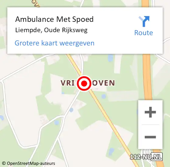 Locatie op kaart van de 112 melding: Ambulance Met Spoed Naar Liempde, Oude Rijksweg op 28 juni 2019 18:43